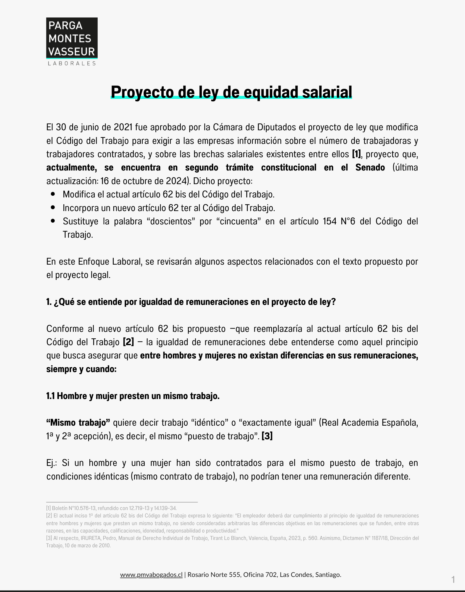 Proyecto de ley de equidad salarial