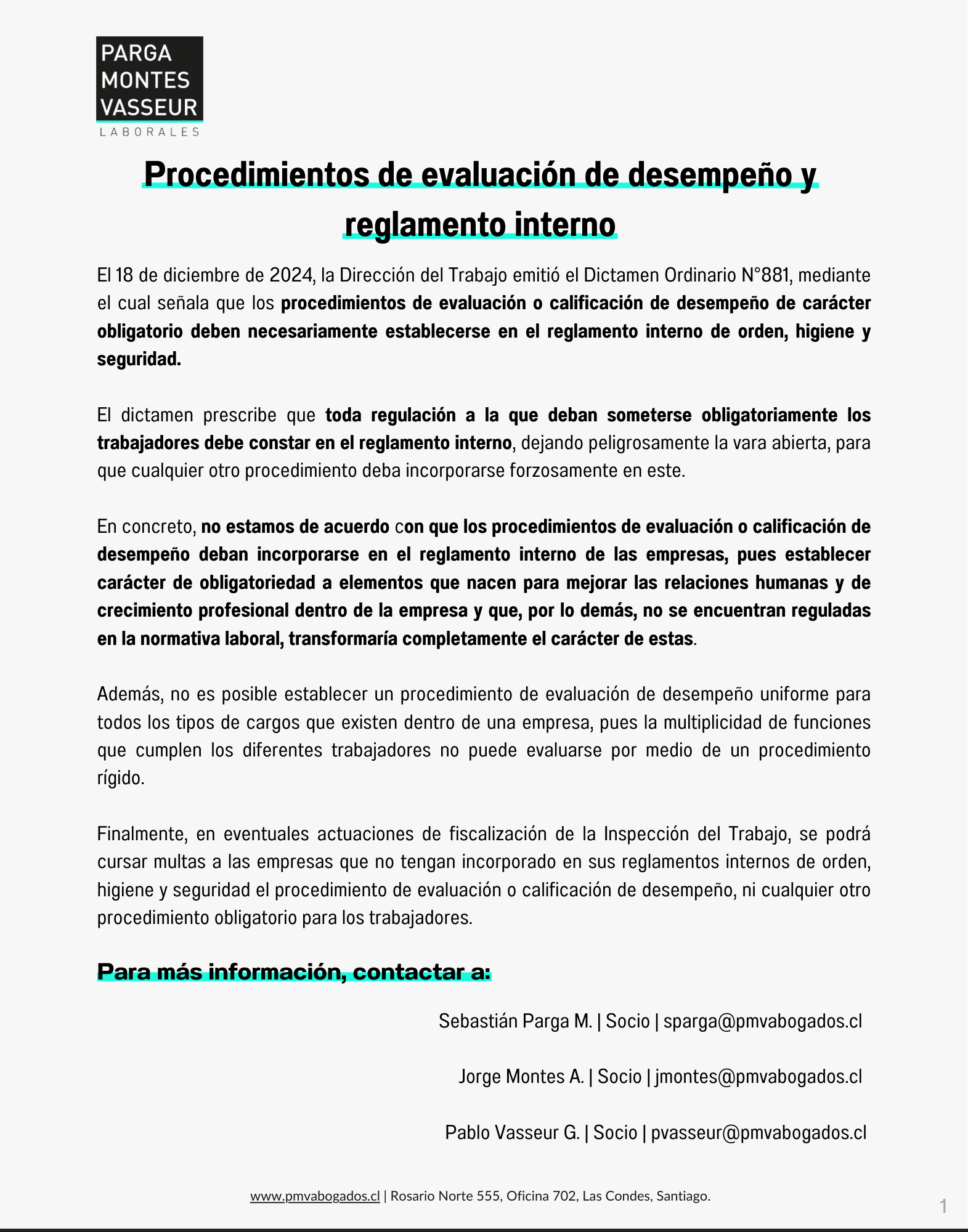 Procedimientos de Evaluación de Desempeño y Reglamento Interno