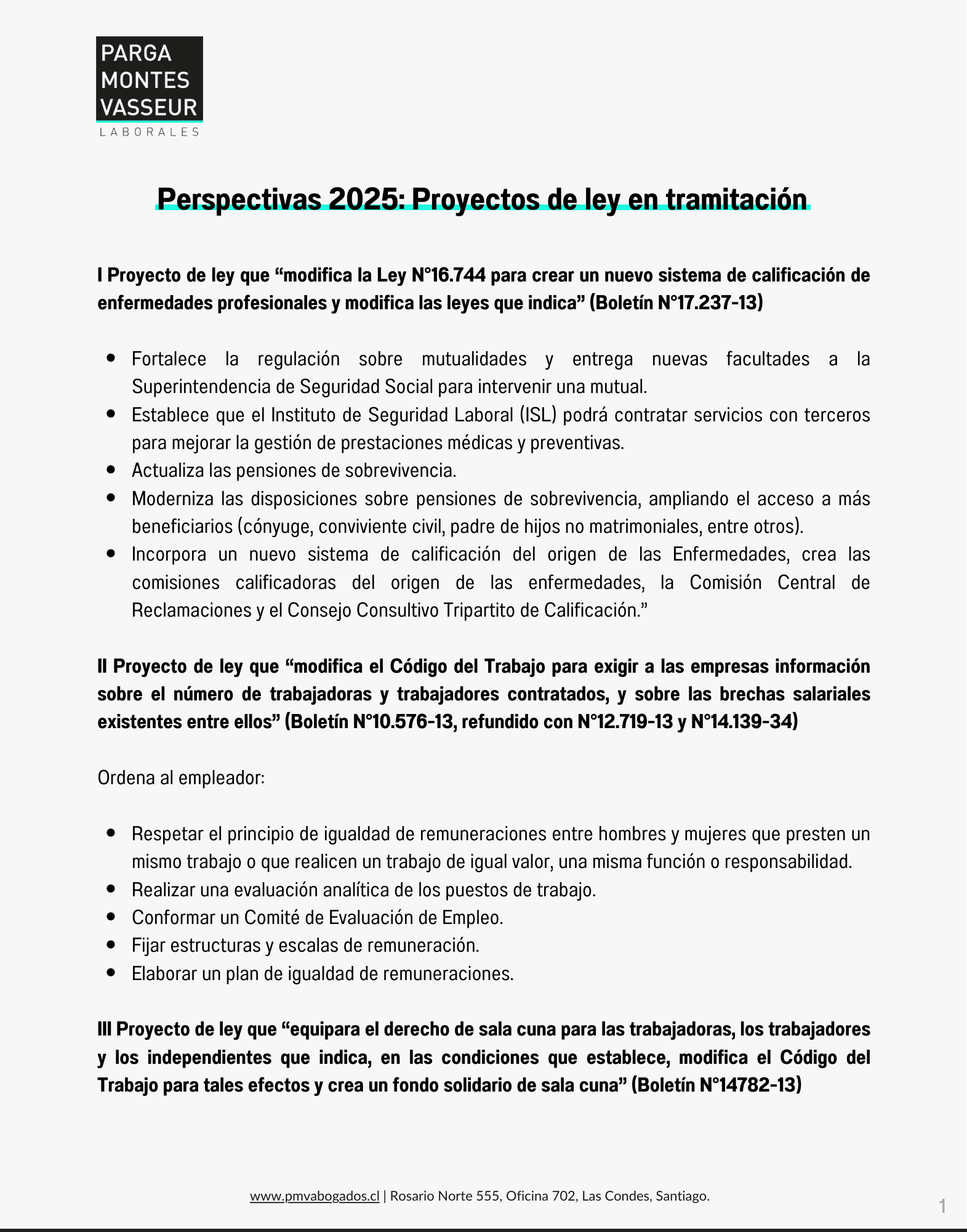 Perspectivas 2025: Proyectos de ley en tramitación