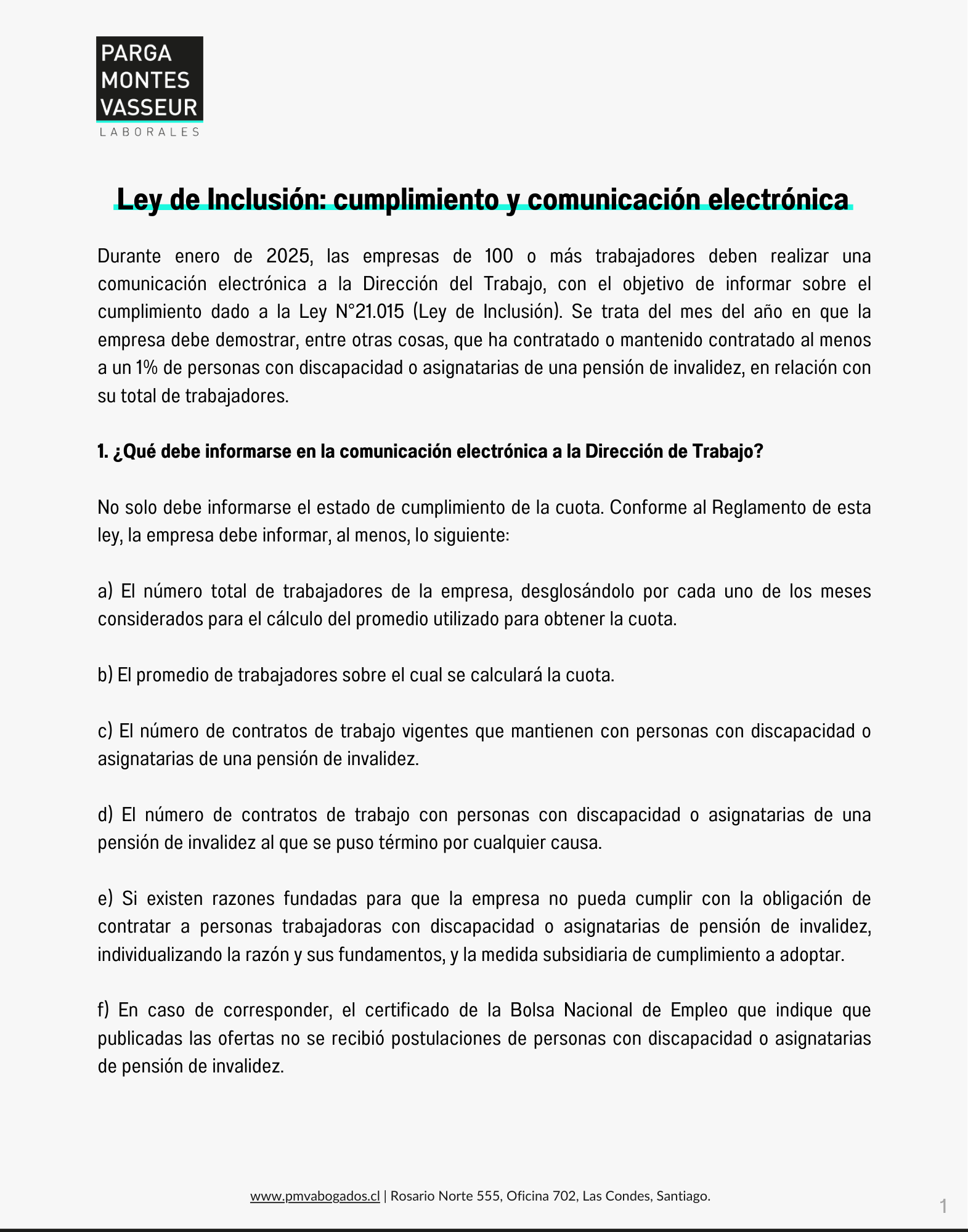 Ley de Inclusión: cumplimiento y comunicación electrónica