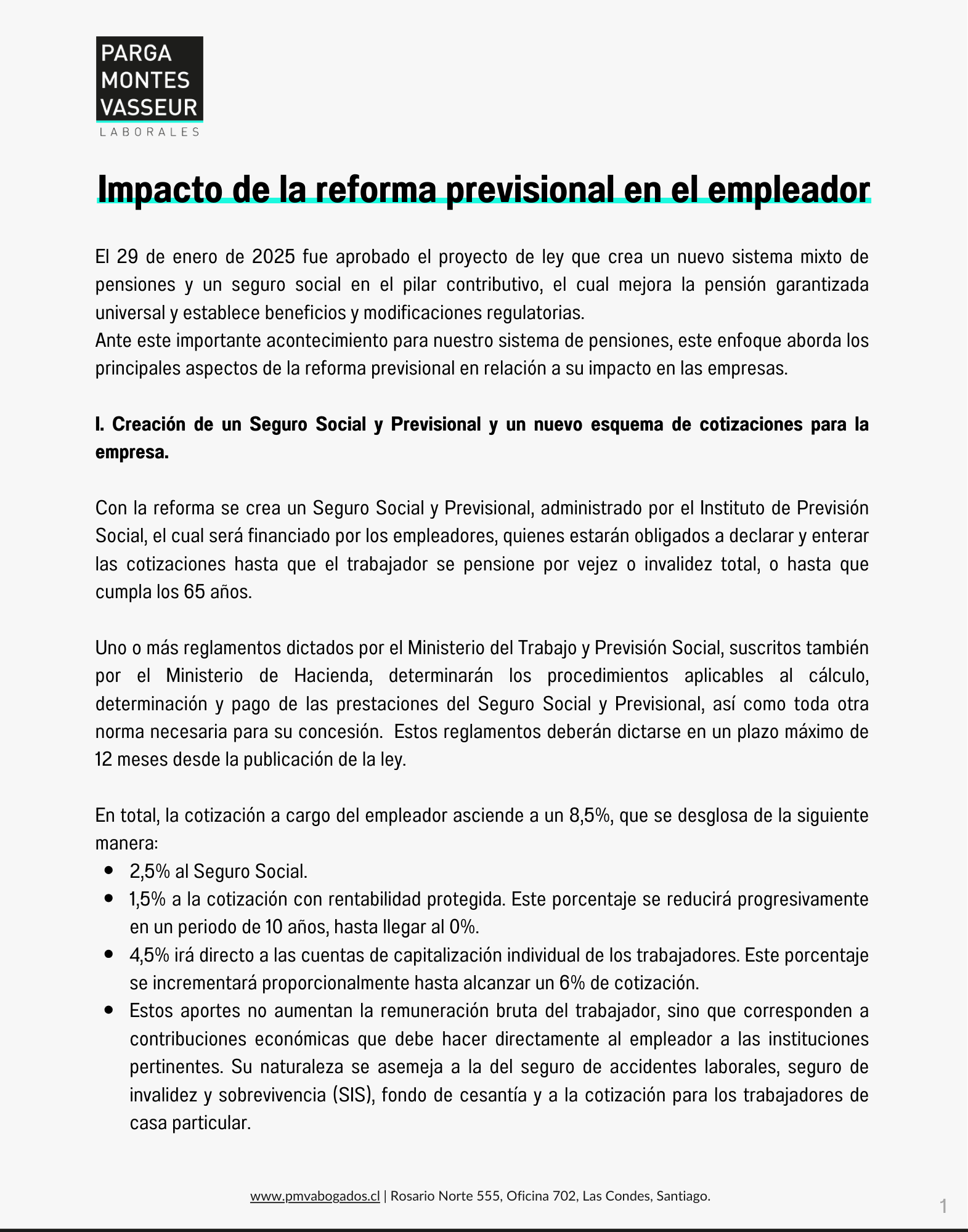 Impacto de la reforma previsional en el empleador