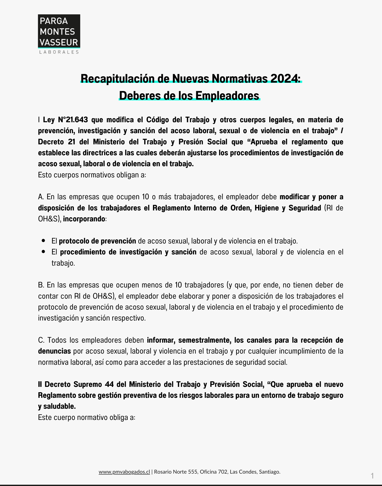 Recapitulación de Nuevas Normativas 2024: Deberes de los Empleadores