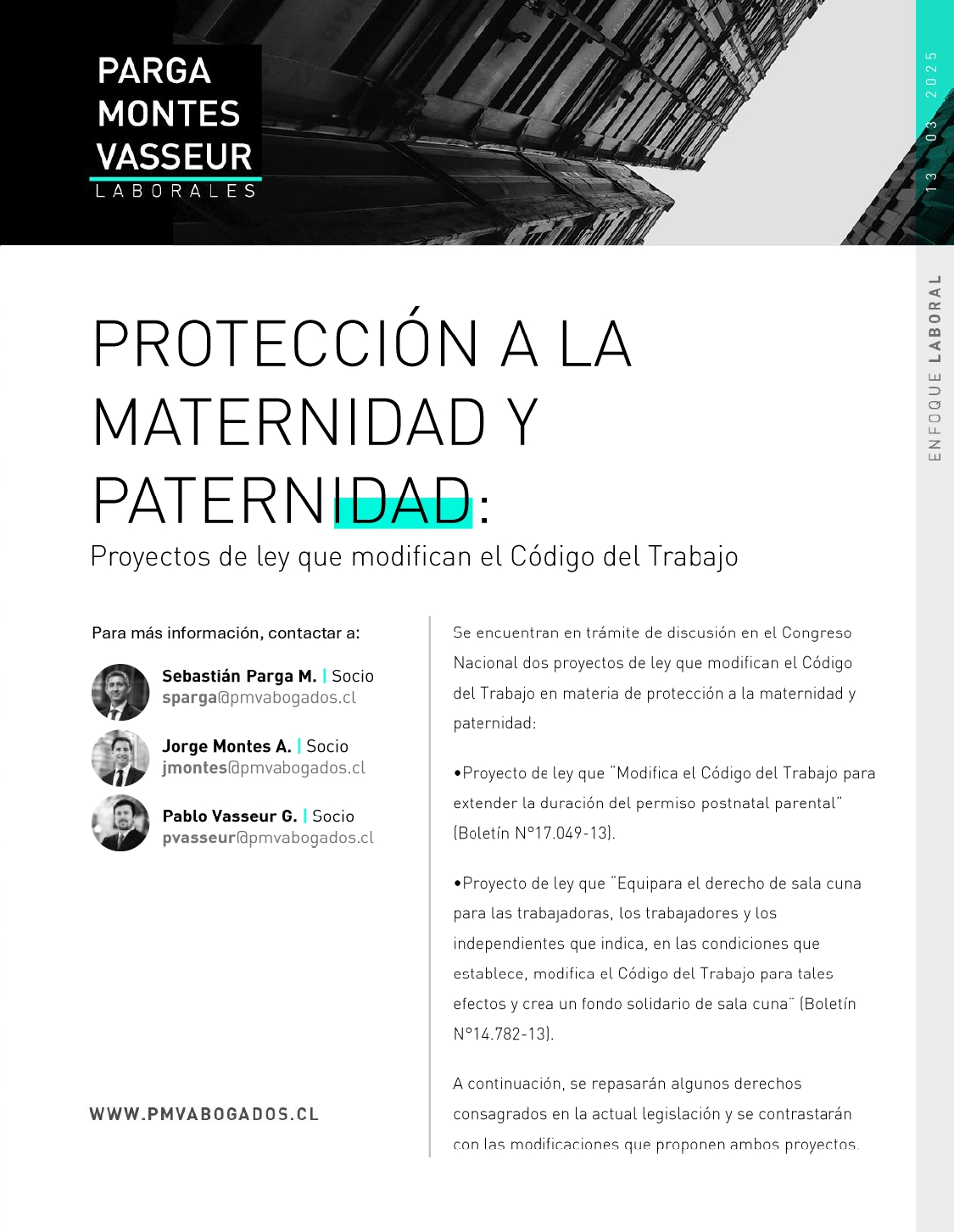 Protección a la maternidad y paternidad: proyectos de ley que modifican el Código del Trabajo