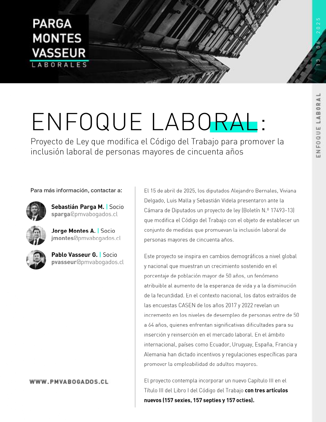 Proyecto de Ley que modifica el Código del Trabajo para promover la inclusión laboral de personas mayores de cincuenta años