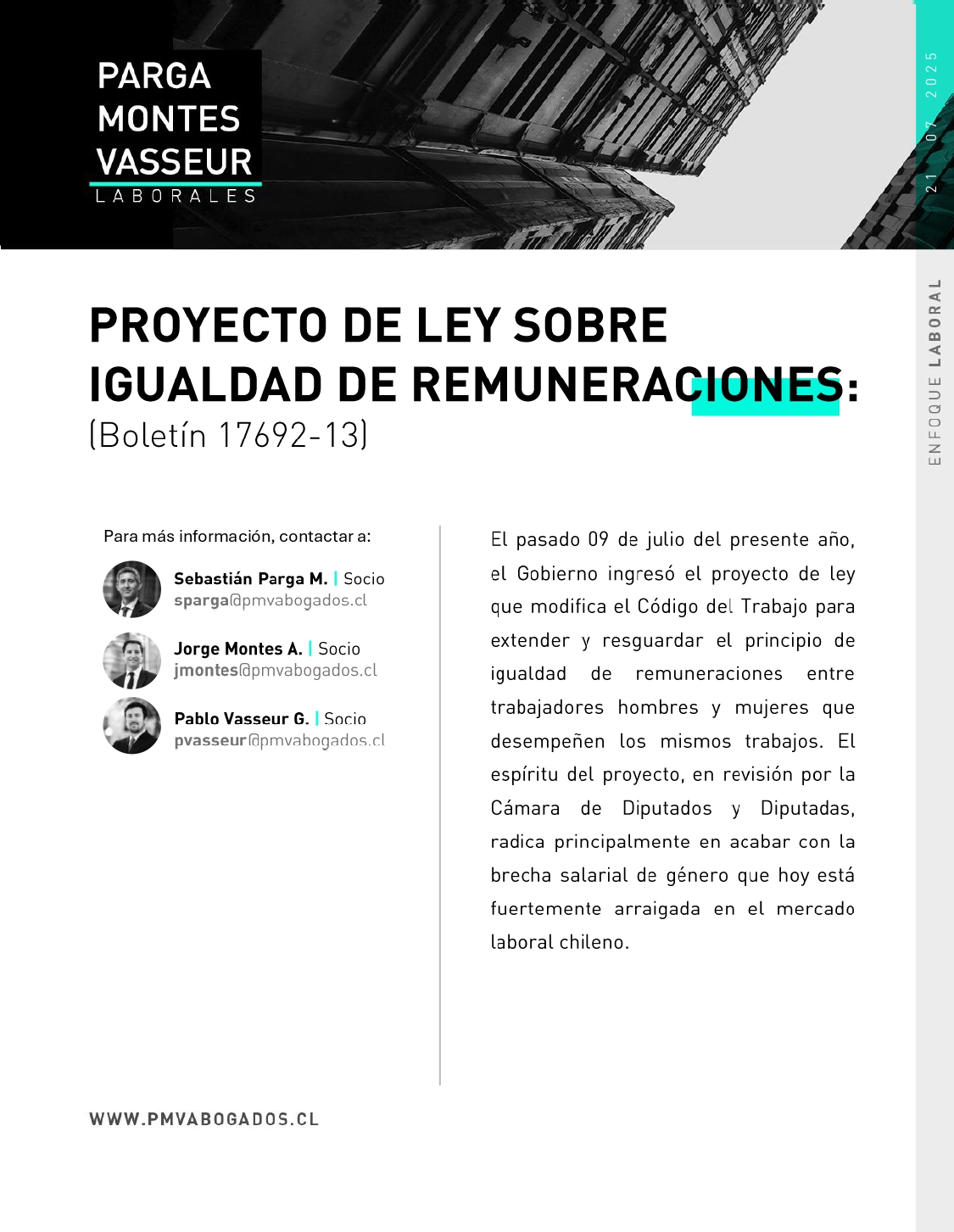 Proyecto de Ley sobre Igualdad de Remuneraciones