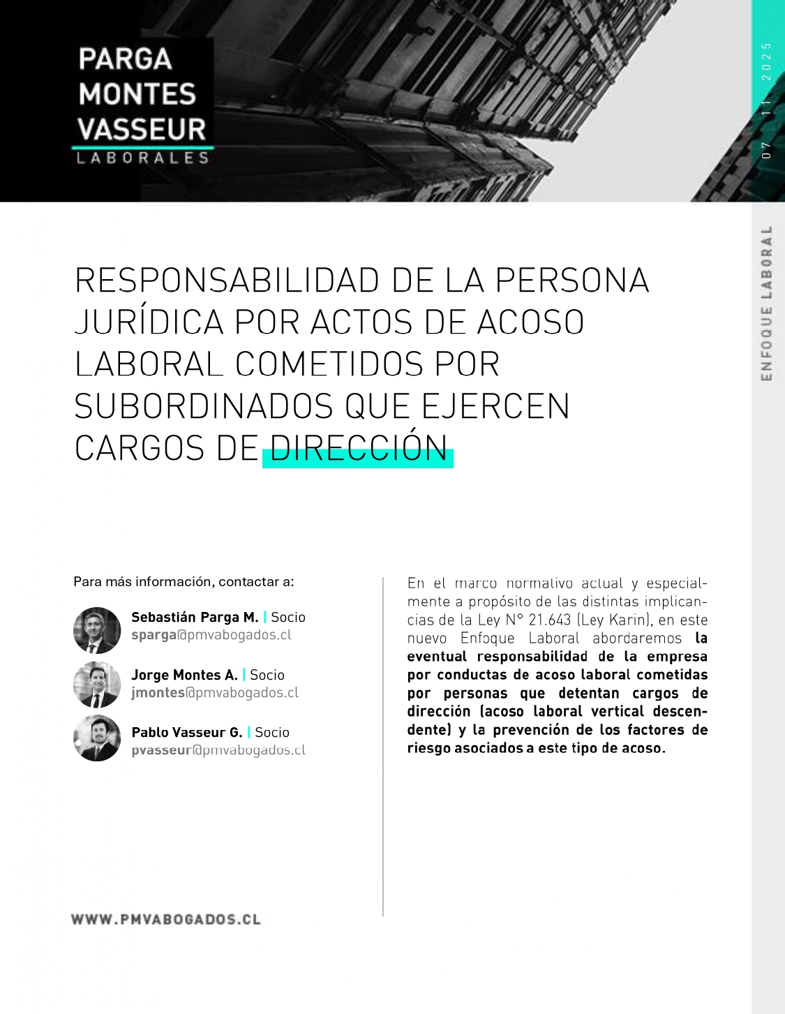 Responsabilidad de la persona jurídica por actos de acoso laboral cometidos por subordinados que ejercen cargos de dirección