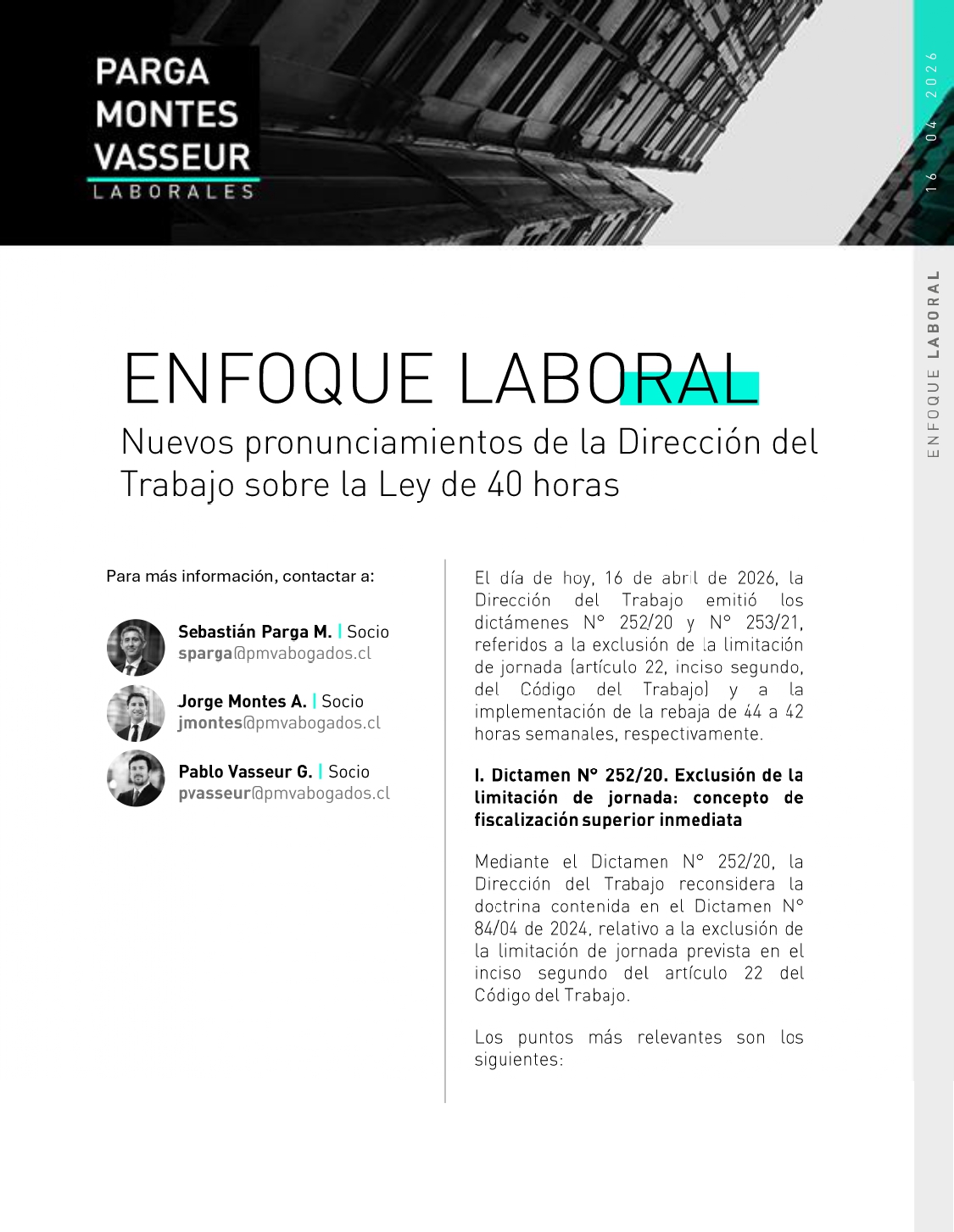 Nuevos pronunciamientos de la Dirección del Trabajo sobre la Ley de 40 horas