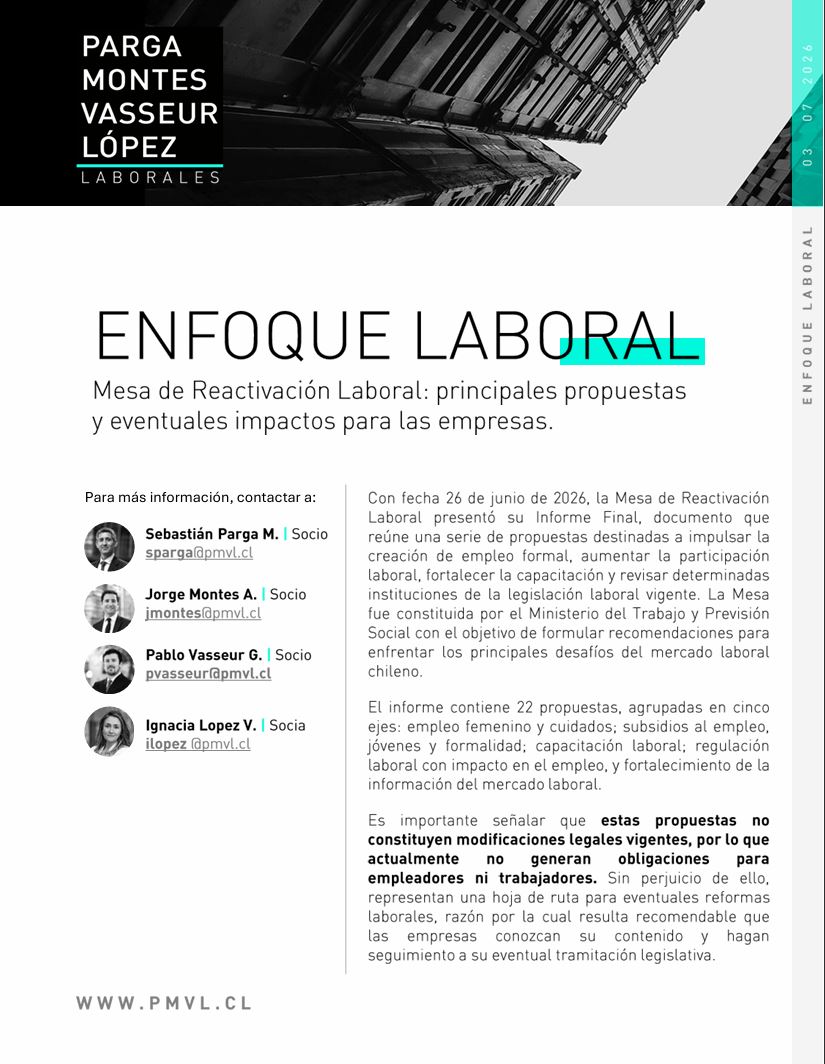 Mesa de Reactivación Laboral: principales propuestas y eventuales impactos para las empresas.
